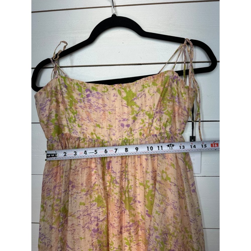 Astr Floral Tie-Shoulder Mini Dress in Pink and Green - Picture 12 of 14
